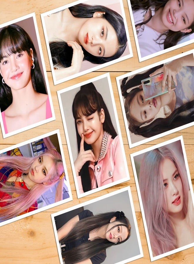 NS Trading Black-Pink Bias Pack White Border Photocards (Set of 8) 350 GSM Card Glossy Laminated - Image 1